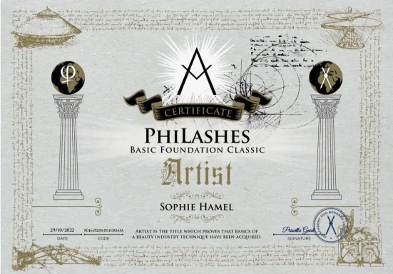 Mon diplôme PhiArtiste extensions de cils annecy